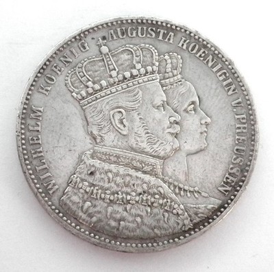 GERMAN STATES PRUSSIA 1 Silver Thaler 1861 Coronation Wilhelm & Augusta. BB26
