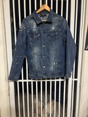 Boys M Society Paint Splatter Jean Jacket Size XL (18)