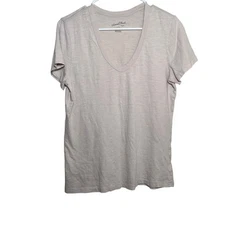 Universal Thread Blouse Women's Medium Beige V-Neck Short Sleeve Top Casual