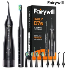 Fairywill Electric Sonic Toothbrush USB Cordless Water Flosser Oral Irrigator