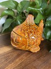 Vtg Pottery Ceramic Fish Bowl with Lid Trinket Dish