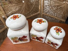vintage Taunton Vale Orange Daisy 3 Storage Jars Large Medium Small Kitchen Ware