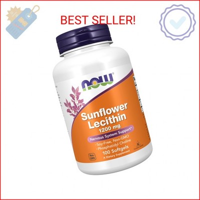 NOW Foods Supplements, Sunflower Lecithin 1200 mg with Phosphatidyl Choline, 100