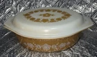 Vintage 2 1/2 Qt Pyrex Oval Casserole With Lid Butterfly Gold Pattern