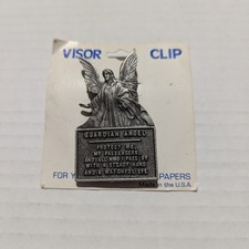 Vintage Pewter Guardian Angel Clip Attach to Car Visor to Hold Papers USA Made