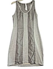 Vestido Poleci Gris Talla Grande Cuerpo Con Inserciones Rayón Seda Y2K Femenino Atlético