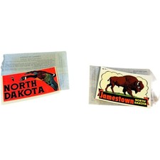 Vintage 1970s North Dakota Window Decals Lot Jamestown Bison State Bird NOS 2