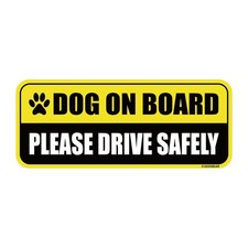 Yellow/Black Dog on Board Car Magnet, 8.7 x 3.5-in, Reflective, Weather