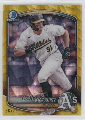 2025 Bowman Yellow Wave Refractor 56/75 Nick Kurtz #BCP-114 Rookie RC 0ls