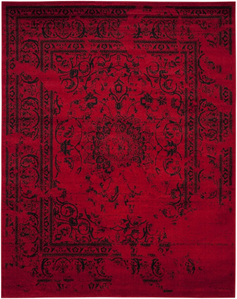 Tapete de área Adirondack Collection - 9' x 12', vermelho e preto, oriental desgastado D... - Imagem 2 de 4