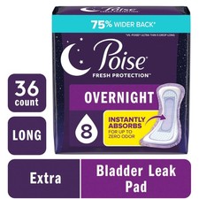 Poise Overnight Incontinence  Postpartum Pads for Bladder Leaks, 8 Drop Extra C
