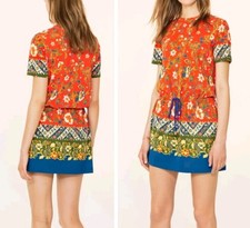  Tory Burch Jessie Samba Batik Print Floral Tee T Shirt Dress L