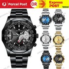 Luxury Men's Watches Stainless Steel Date Waterproof Sport Quartz Wrist Watch AU