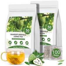 Soursop Leaves Tea Bag, Pure and Natural Graviola 100 Bags/2 Pack