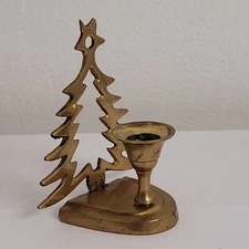 Brass Christmas Candle Holder Tree Removable Holder 4 inch