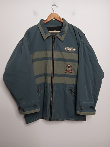 Vintage Rip Curl Jacket Mens M Medium Green 90s Collared Surfwear Skiwear Coat - Picture 2 of 10