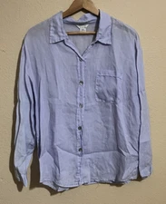 Kleen Linen Short Sleeve Shirt Large Lagenlook Purple Lightweight
