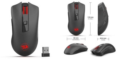 Redragon M652 Optical 2.4G Wireless Mouse with USB Receiver, Portable Black-1 