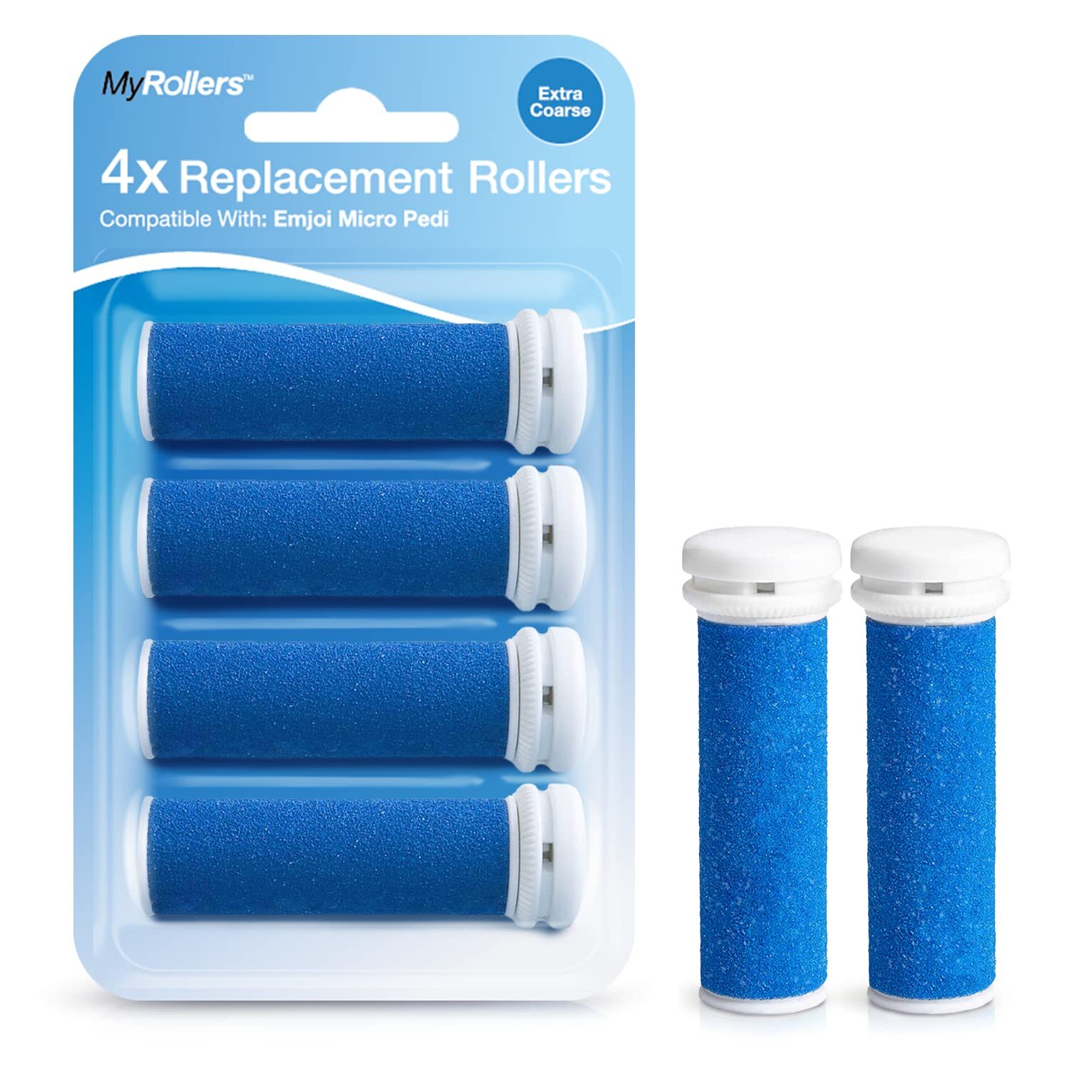 Mineral Ersatzrollen blau für Emjoi Micro Pedi im 4er-Pack Grob