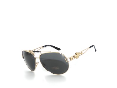 Versace VE2160 1252/87 Gold Gray 2160  Aviators Sunglasses Authentic & Brand New