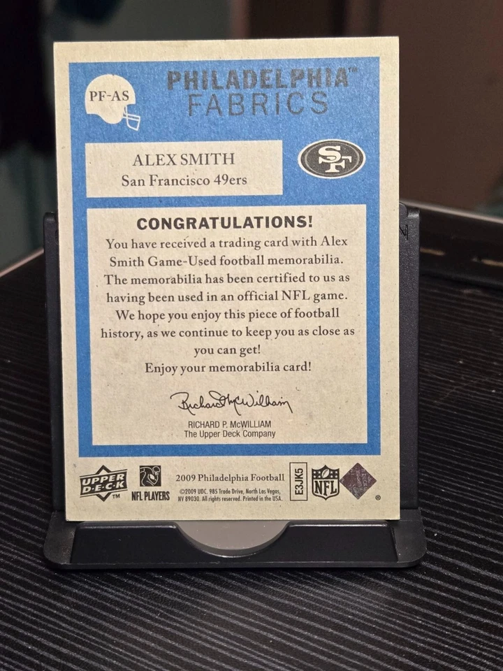 2009 Upper Deck Alex Smith Philadelphia Philadelphia Fabrics #PF-AS - Image 2 of 2
