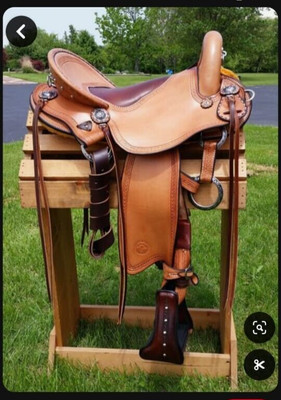 Selle de cheval Western Barrel en cuir écologique châtaignier