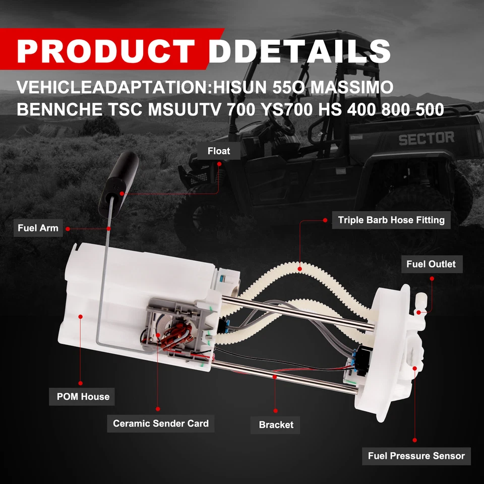 Bomba de combustible para Hisun Motors Corp USA Vector 700 500 400 HS 800 700 500 400 UTV Foto 3 de 4