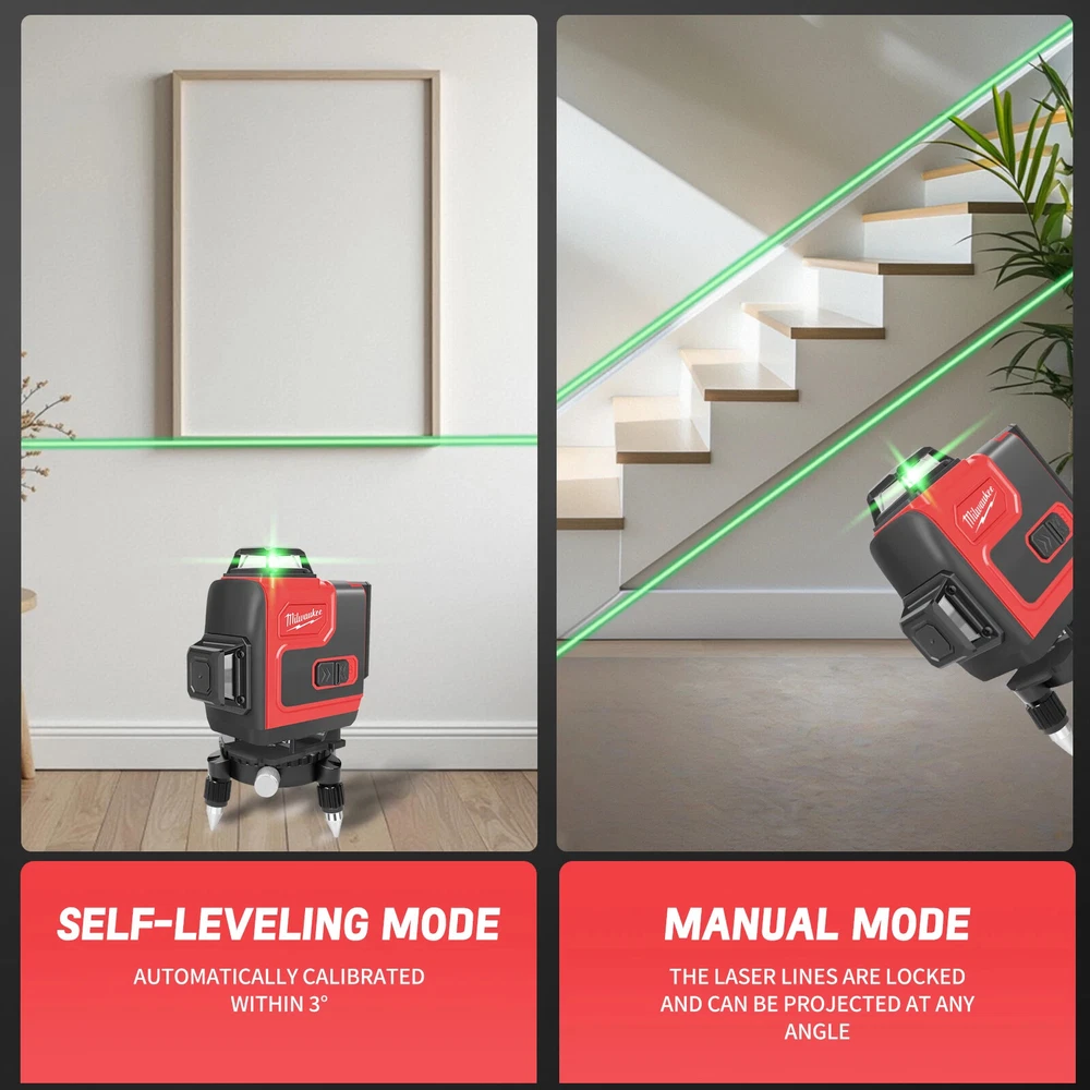 Milwaukee Laser Level Green 16 Lines 4D Self Leveling 360 Horizontal