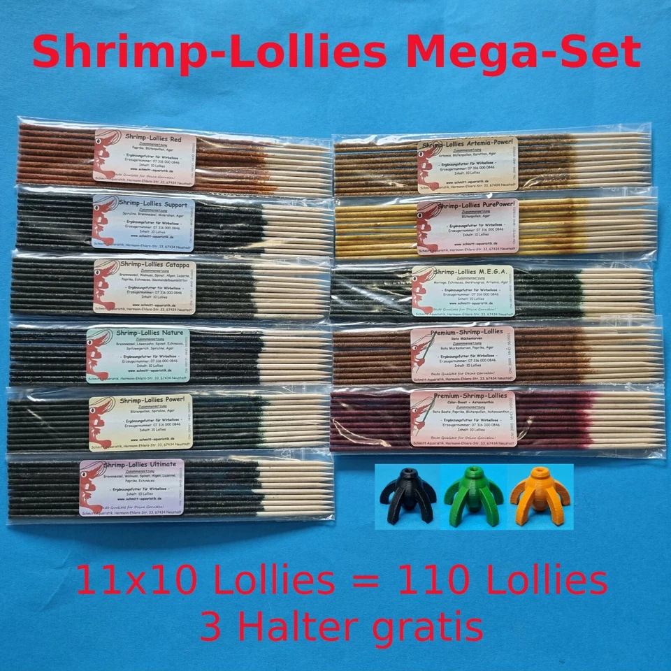 Mega Shrimp-Lollies Set // 11x10 Stück = 110 Lollies // Garnelen Futter Premium - Bild 2 von 4