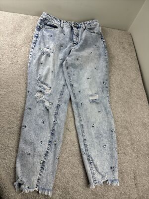 Material Girl Jeans Womens 13 Skinny Light Wash Flowers