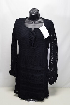 black knitted tunic dress Womens Black Tunic Sweater Dress