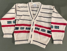 Vintage Carriage Boutiques Acrylic Baby Cardigan Sweater 1980s Preppy Nautical