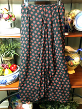 VTG Carole Little Tribal Print Size 4 Long Slim Faux Wrap Skirt Black Red Gold