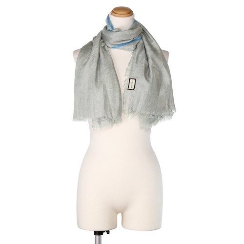 GUCCI Scarf Stole Women Men Rayon Silk 630504 4GB14 1268 Gray x Blue - Picture 2 of 6