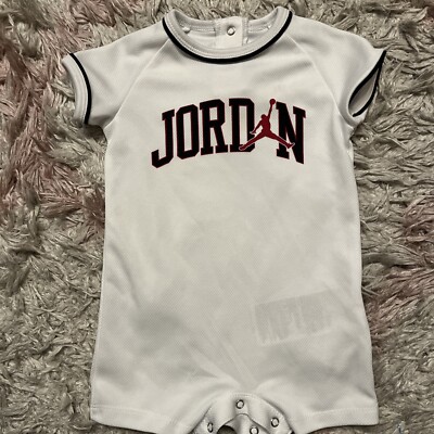 Large Logo michael Jordan One Piece Infant Apparel Months White