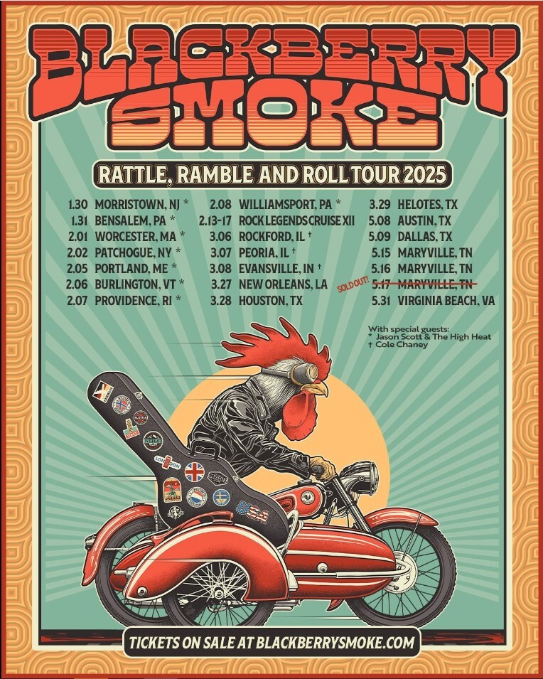 Poster Blackberry Smoke Rattle, Ramble And Roll 2025 Tour Poster, gift for fans