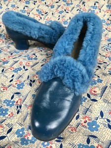 blue fluffy shoes