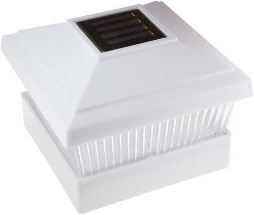 Garden Solar Off White Post Deck Fence Cap Light SMD LED Vinyl/PVC Wood Post 5X5 - Picture 1 of 74