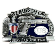 Law Enforcement Belt Buckle American Police Serve and Protect Cowboy ZZGN-01