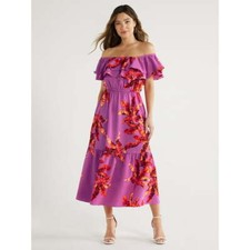 Sofia Jeans Women's Size S Maxi Dress with Double Ruffle Convertible Neck --M5--