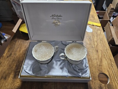 Two Noritake Knottinghill Footed Cups and Saucers In Display/Gift Box Bone China