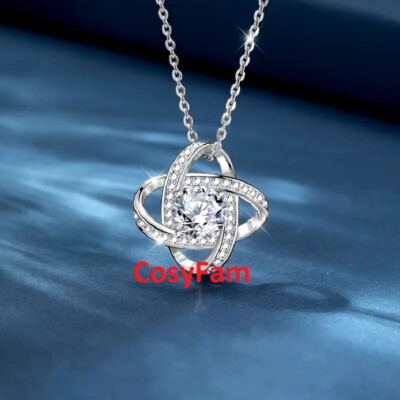 Sterling Silver Plate Love Knot Necklace Gift to Mother Daughter