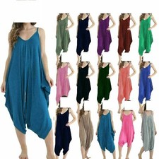 Ladies Cami Lagenlook Romper Baggy Harem Playsuit Women Jumpsuit Dress Plus Size