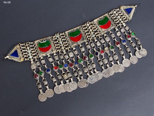 antik Afghan Nomaden orientalische tribaldance bellydance choker kette Necklac B - Picture 5 of 8