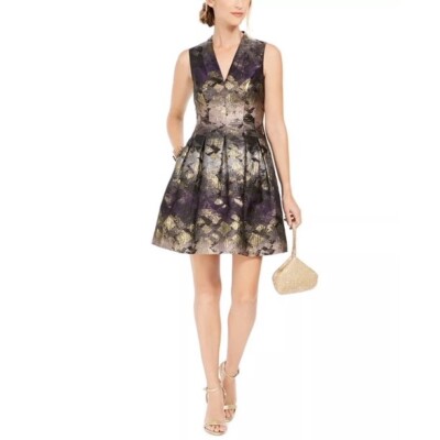 Vince Camuto Metallic Jacquard Fit and Flare Dress