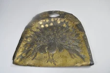 Vintage Gold Metal Dust Pan Crumb Catcher Decorative Peacock with Floral Antique