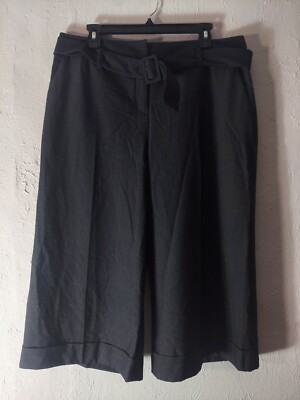Kenneth Cole Reaction Women Capri Pants,Size 34in, Black, Polyester Blend W/belt