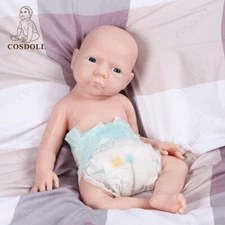 Unpainted 18.5" Sleeping Baby Reborn Girl Doll Full Silicone Head Can Turn