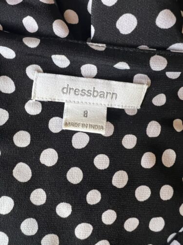 DRESSBARN Women’s Size 8 Dress Polka Dot Sleeveless Fit & Flare Cinched Waist - Picture 7 of 9