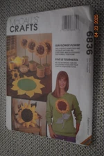 McCall's Pattern 6836 Sunflower Pillow Placemat Pin Headband Applique Uncut
